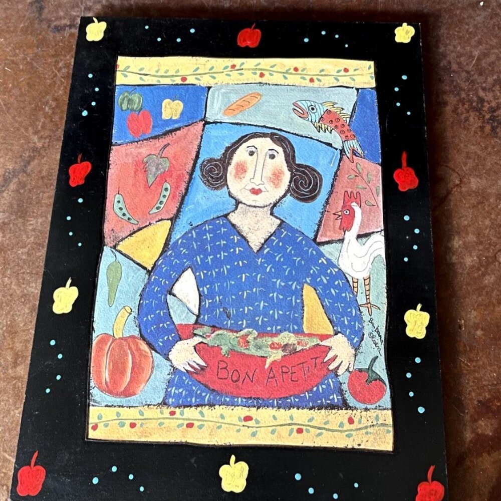 Barbara Olsen Original Painting Whimsigoth Global Village Coffeehouse 1990s